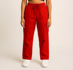 Ladies Cargo Pant Red Color