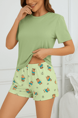 Mint Grove Teddy Print Pijama Short