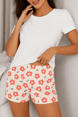 Coral Petal Print Pijama Short