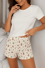 Festive Doodles Print Pijama Short